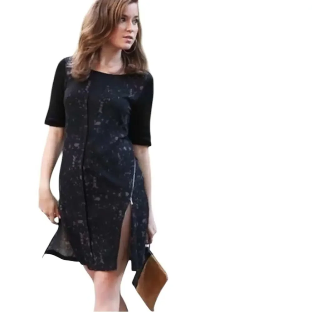 Elie Tahari Tunic Dress Size L Mesh Insert Zips Art To Wear - Picture 8 of 8